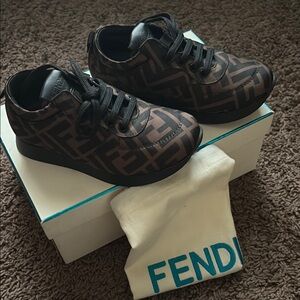 Kids Fendi  Brown and Black Sneakers